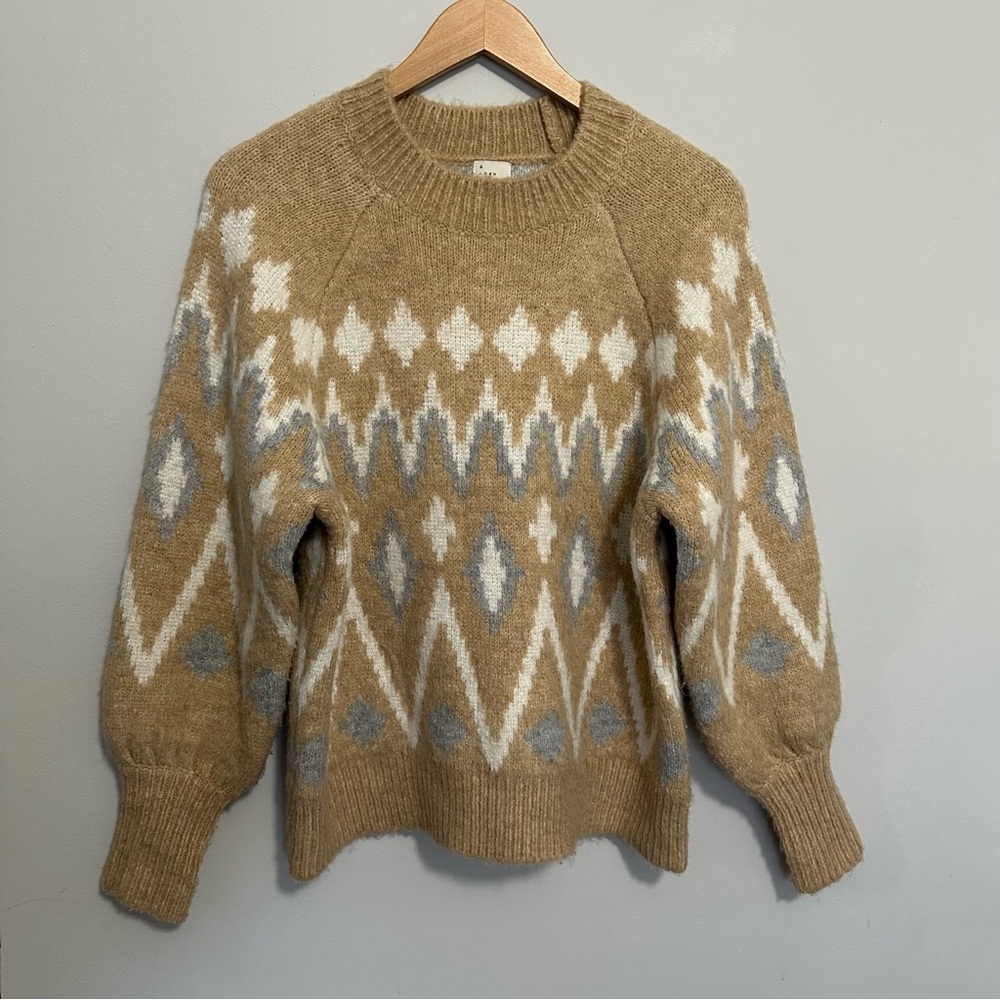 A New Day Fairisle Cozy Soft Sweater Women’s Size XS Brown Tan